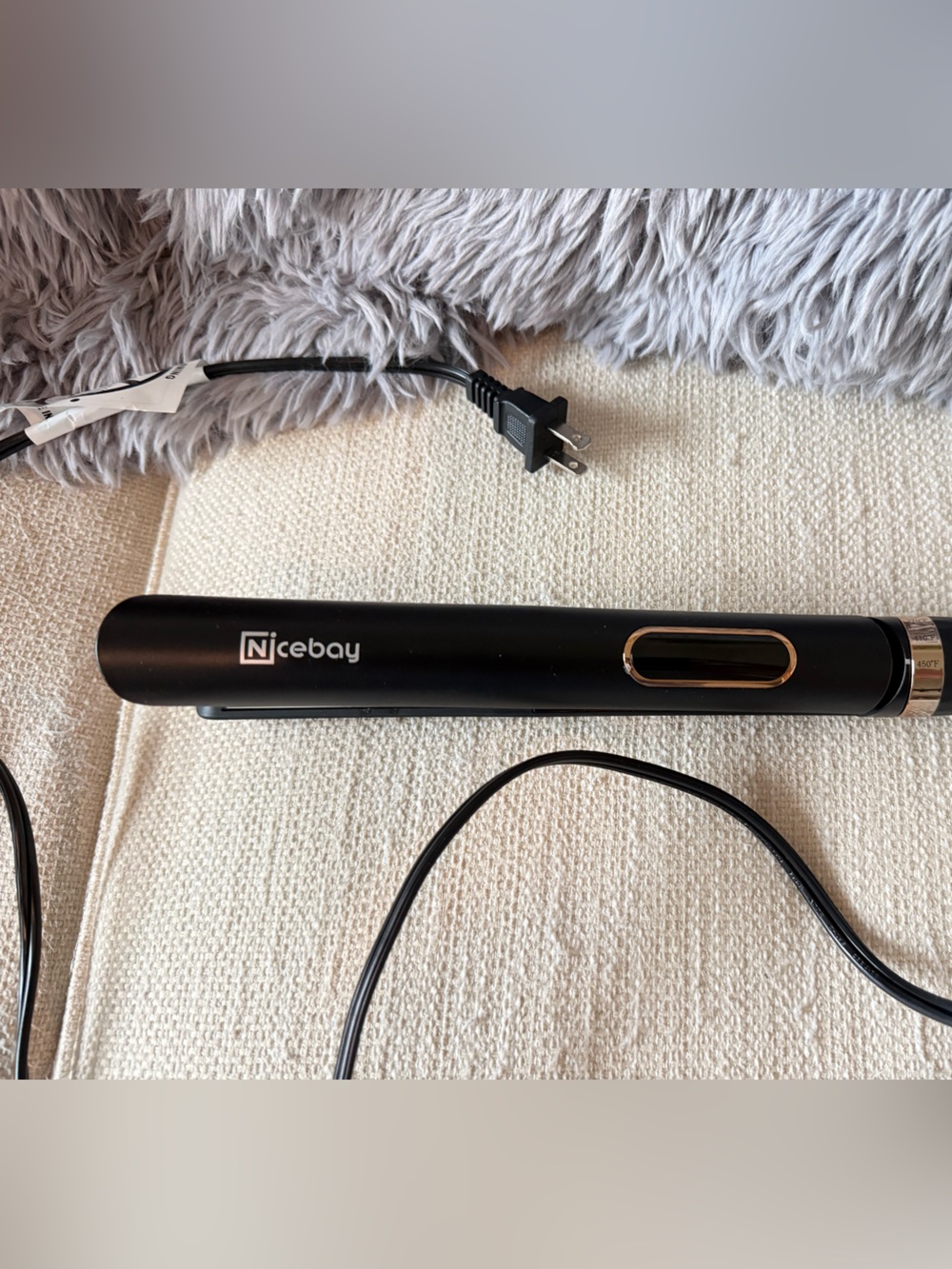 Nicebay Black Hair Straightener with Gold Accents